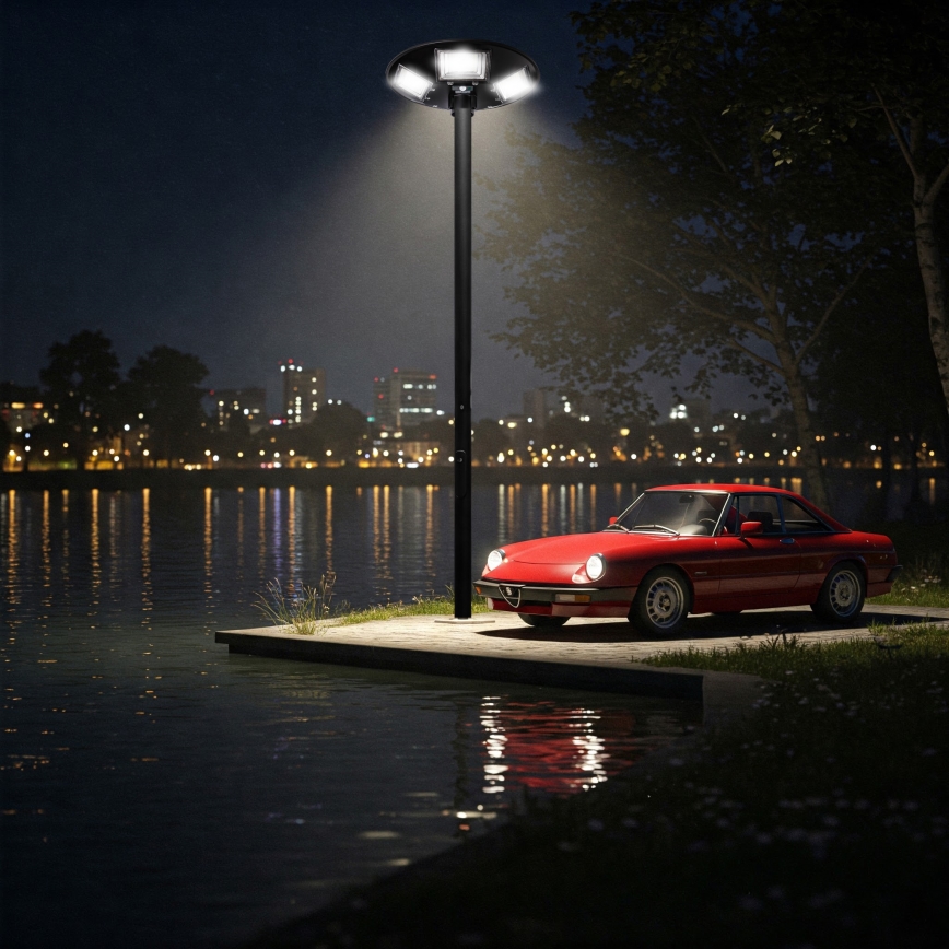 LED Dimmable ηλιακό φωτιστικό δρόμου με αισθητήρα LED/22W/6V 18000 mAh 6500K IP65 μαύρο + τηλεχειριστήριο
