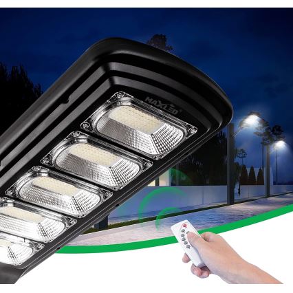 LED Dimmable ηλιακό φωτιστικό δρόμου με αισθητήρα LED/300W/6V 16500 mAh 6500K IP65 μαύρο + τηλεχειριστήριο