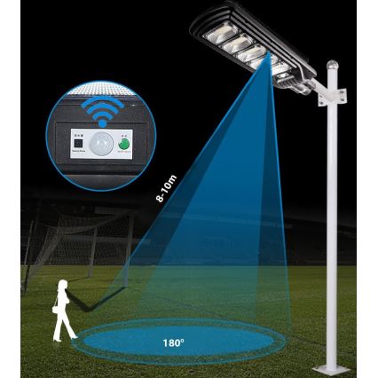 LED Dimmable ηλιακό φωτιστικό δρόμου με αισθητήρα LED/300W/6V 16500 mAh 6500K IP65 μαύρο + τηλεχειριστήριο