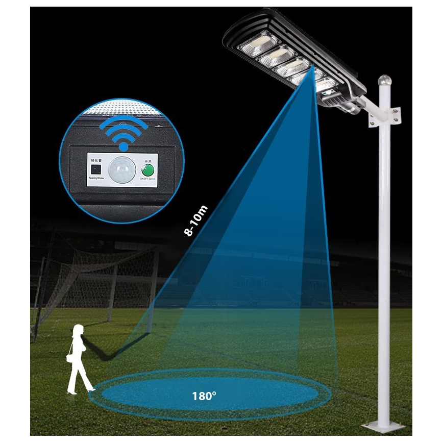 LED Dimmable ηλιακό φωτιστικό δρόμου με αισθητήρα LED/300W/6V 16500 mAh 6500K IP65 μαύρο + τηλεχειριστήριο
