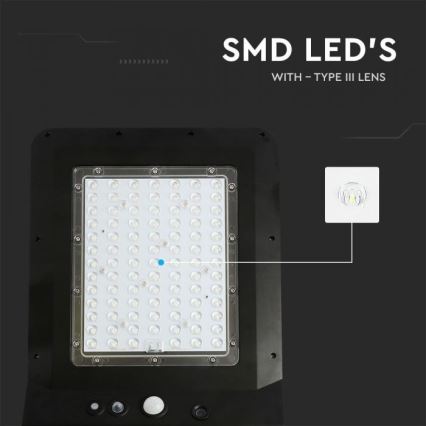 LED Ηλιακό φωτιστικό κήπου με αισθητήρα LED/40W/9,6V IP65 6000K + τηλεχειριστήριο