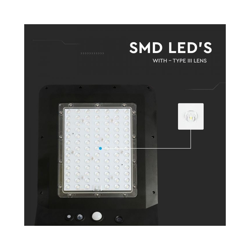 LED Ηλιακό φωτιστικό κήπου με αισθητήρα LED/40W/9,6V IP65 6000K 12000 mAh + τηλεχειριστήριο