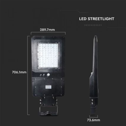 LED Ηλιακό φωτιστικό κήπου με αισθητήρα LED/40W/9,6V IP65 6000K + τηλεχειριστήριο