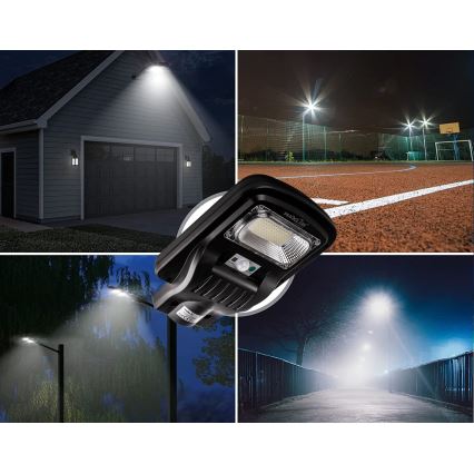 LED Dimmable ηλιακό φωτιστικό δρόμου με αισθητήρα LED/60W/6V 5500 mAh 6500K IP65 μαύρο + τηλεχειριστήριο