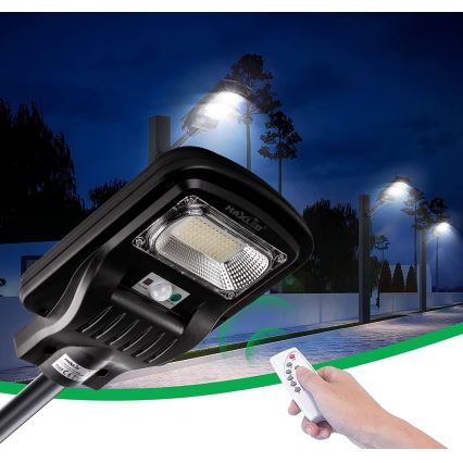LED Dimmable ηλιακό φωτιστικό δρόμου με αισθητήρα LED/60W/6V 5500 mAh 6500K IP65 μαύρο + τηλεχειριστήριο