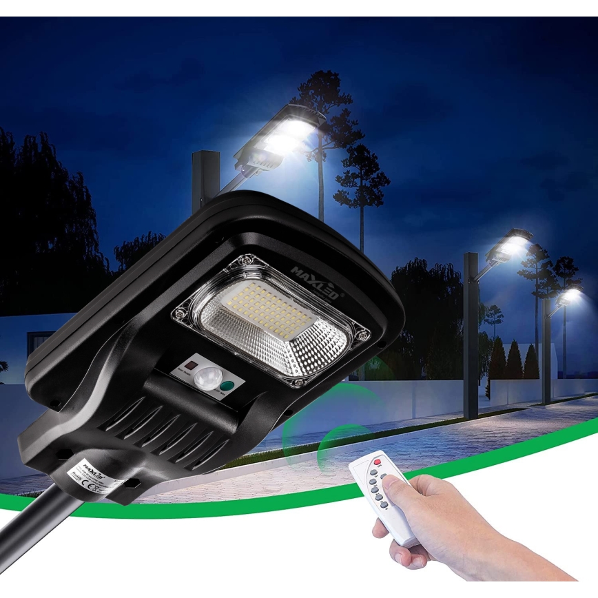 LED Dimmable ηλιακό φωτιστικό δρόμου με αισθητήρα LED/60W/6V 5500 mAh 6500K IP65 μαύρο + τηλεχειριστήριο