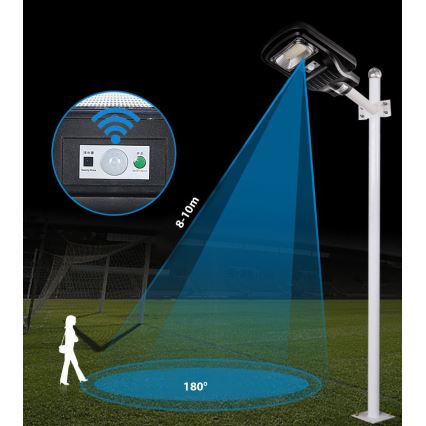 LED Dimmable ηλιακό φωτιστικό δρόμου με αισθητήρα LED/60W/6V 5500 mAh 6500K IP65 μαύρο + τηλεχειριστήριο