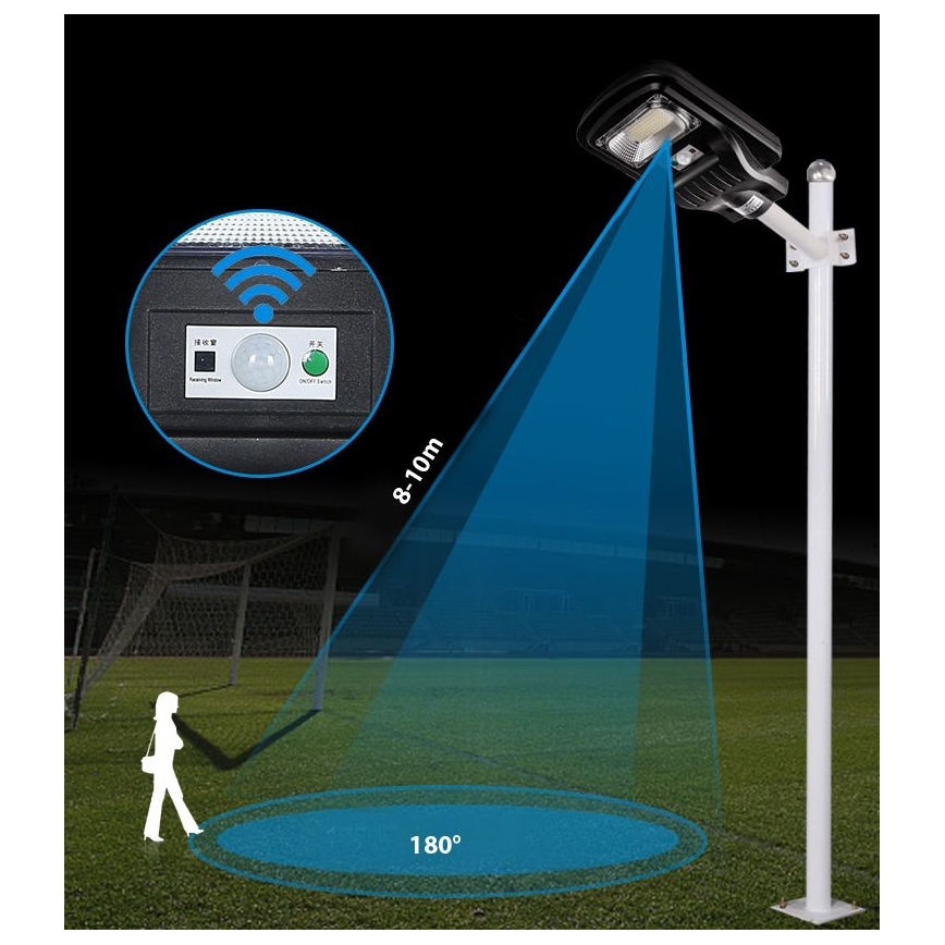 LED Dimmable ηλιακό φωτιστικό δρόμου με αισθητήρα LED/60W/6V 5500 mAh 6500K IP65 μαύρο + τηλεχειριστήριο