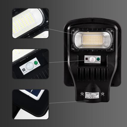 LED Dimmable ηλιακό φωτιστικό δρόμου με αισθητήρα LED/60W/6V 5500 mAh 6500K IP65 μαύρο + τηλεχειριστήριο