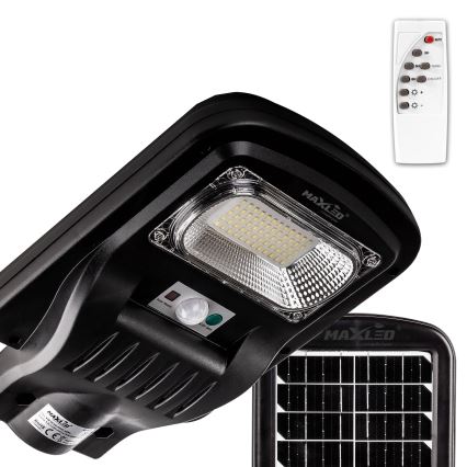 LED Dimmable ηλιακό φωτιστικό δρόμου με αισθητήρα LED/60W/6V 5500 mAh 6500K IP65 μαύρο + τηλεχειριστήριο