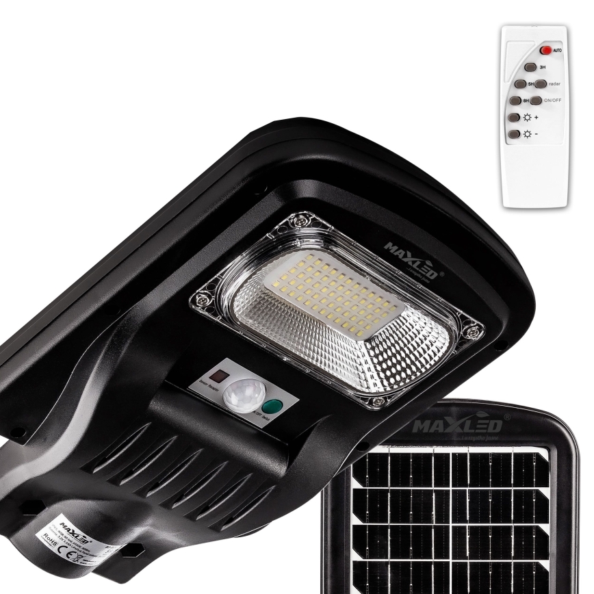LED Dimmable ηλιακό φωτιστικό δρόμου με αισθητήρα LED/60W/6V 5500 mAh 6500K IP65 μαύρο + τηλεχειριστήριο