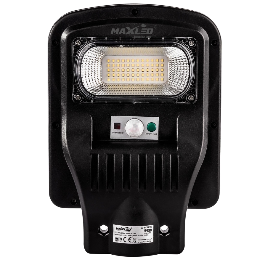 LED Dimmable ηλιακό φωτιστικό δρόμου με αισθητήρα LED/60W/6V 5500 mAh 6500K IP65 μαύρο + τηλεχειριστήριο