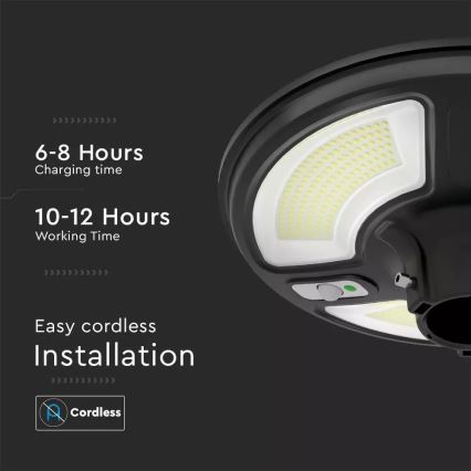 LED Ηλιακό φωτιστικό κήπου με αισθητήρα LED/7,5W/3,2V IP65 4000K 15000 mAh + τηλεχειριστήριο