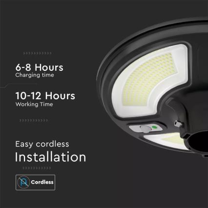 LED Ηλιακό φωτιστικό κήπου με αισθητήρα LED/7,5W/3,2V IP65 4000K + τηλεχειριστήριο