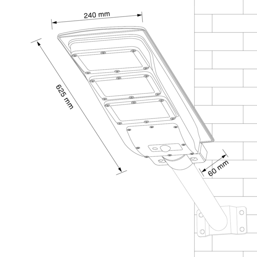 LED Ηλιακό φωτιστικό κήπου με αισθητήρα STREET LED/10W/3,2V IP65 + τηλεχειριστήριο