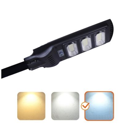 LED Ηλιακό φωτιστικό δρόμου με ρυθμιζόμενη ένταση φωτισμού και αισθητήρα κίνησης και λυκόφωτος URBI LED/8W/3,2V 6500K IP54 10000 mAh + τηλεχειριστήριο