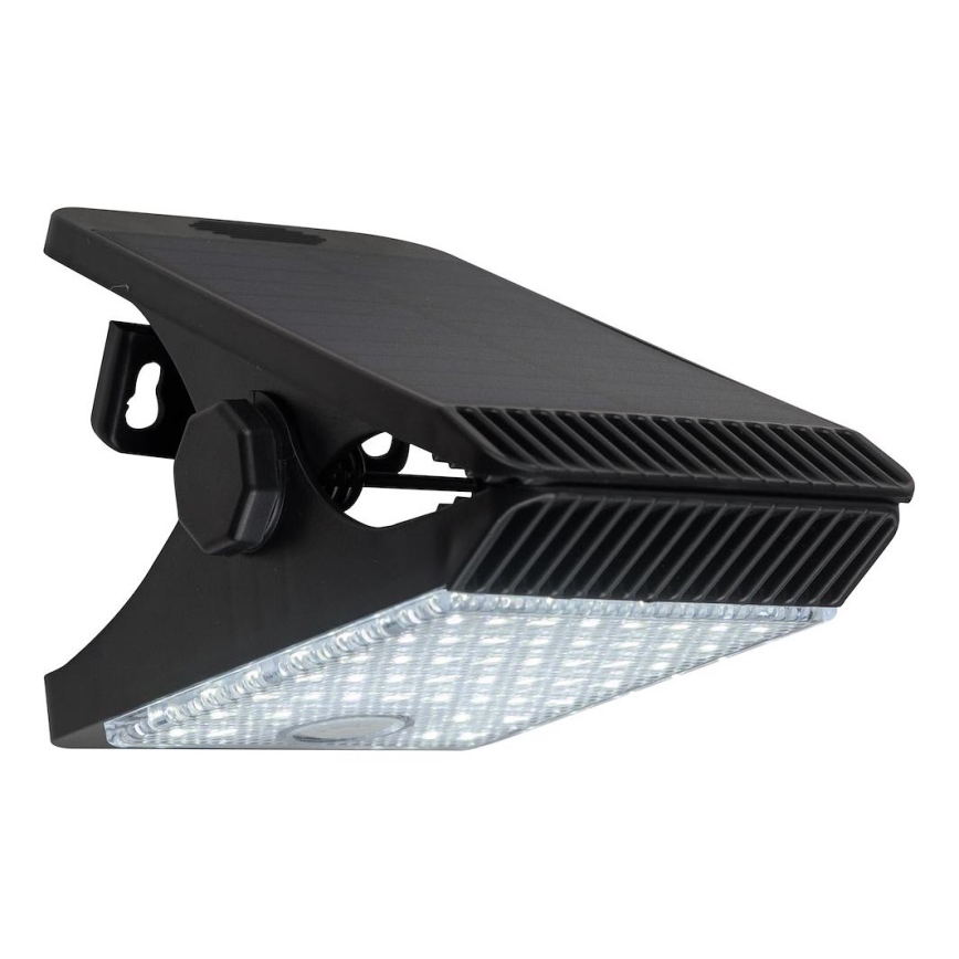 LED Ηλιακό φωτιστικό με αισθητήρα κίνησης και σούρουπου CLIPS LED/4W/1200 mAh 3,7V IP44 μαύρο