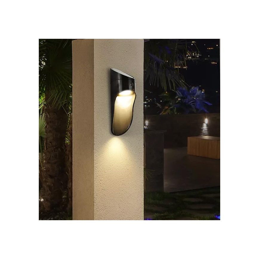 LED Ηλιακό φωτιστικό τοίχου LED με αισθητήρα PALESA  LED/1W/3,7V IP65 μαύρο