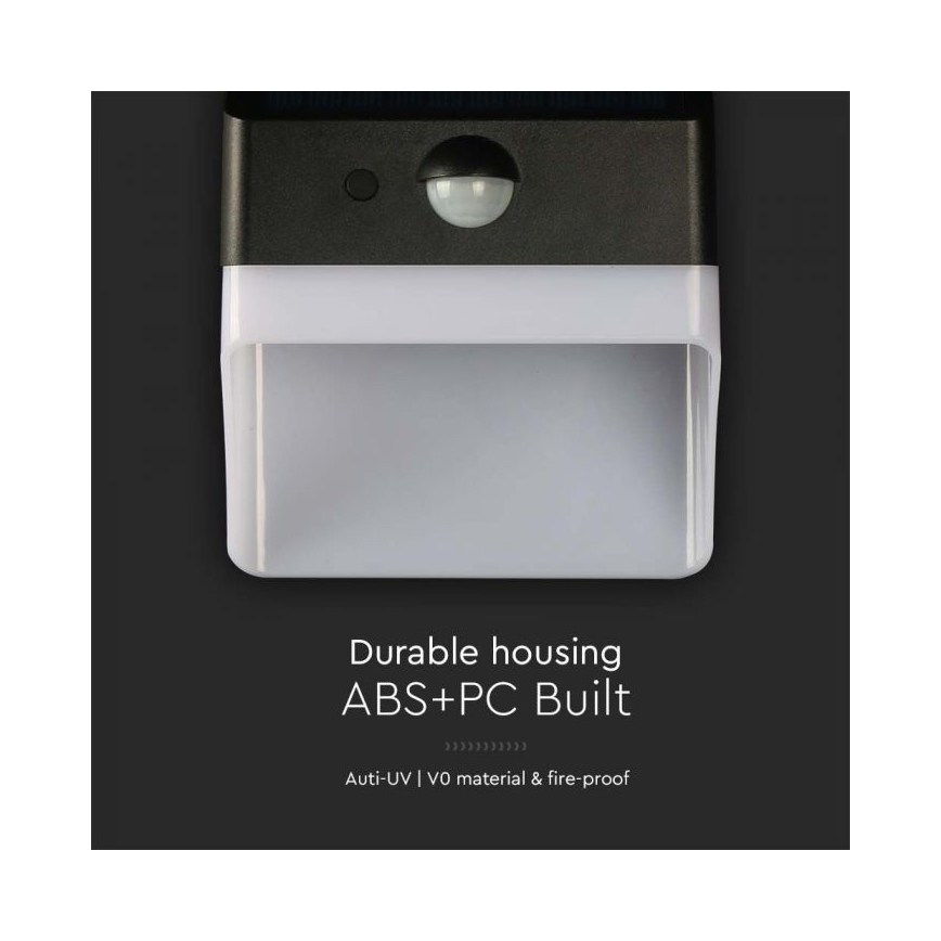 LED ηλιακό επιτοίχιο φωτιστικό με αισθητήρα LED/2W/3,7V 4000K IP65 1200 mAh