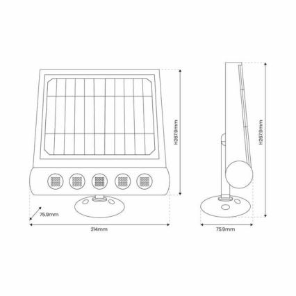 LED Ηλιακό φωτιστικό τοίχου με αισθητήρα LED/8W/3,7V 4000 mAh 4000K IP65