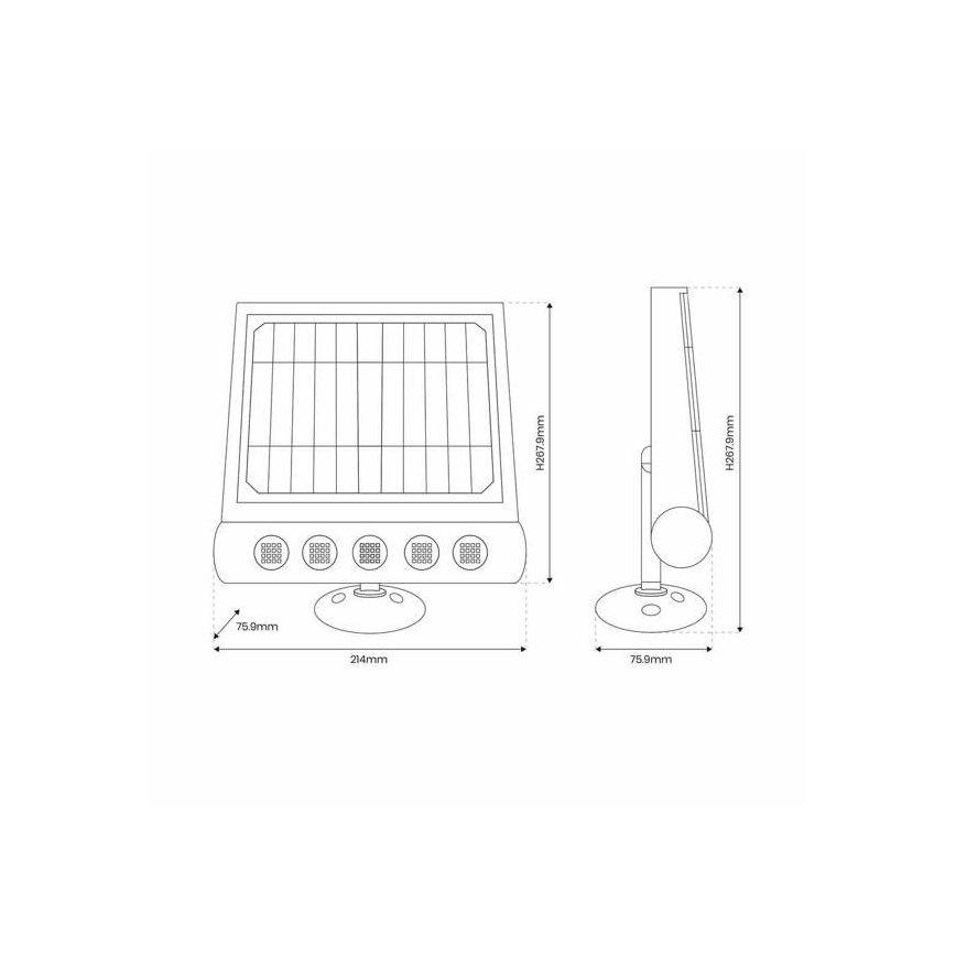 LED Ηλιακό φωτιστικό τοίχου με αισθητήρα LED/8W/3,7V 4000 mAh 4000K IP65