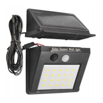 LED ηλιακό φωτιστικό τοίχου με αισθητήρα και εξωτερικό πάνελ LED/0,55W/3,7V 1200 mAh IP65