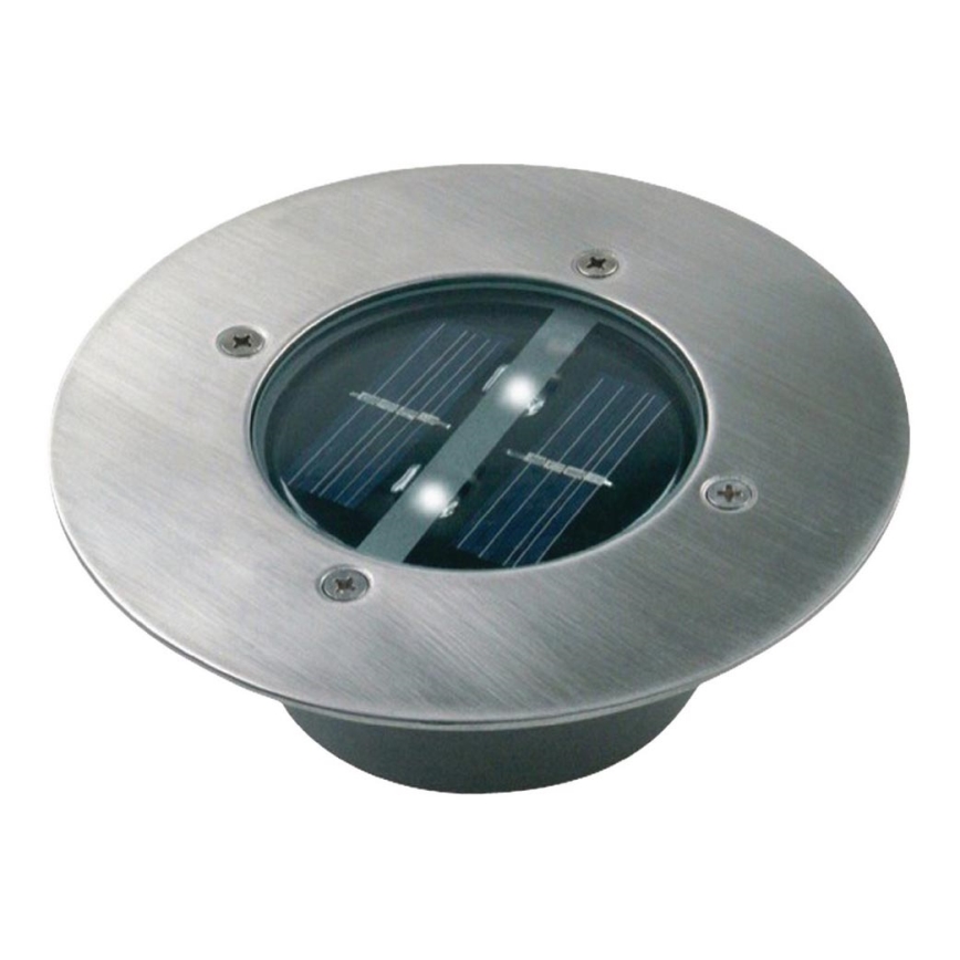 LED Ηλιακό χωνευτό φωτιστικό με αισθητήρα LED/0,12W/2xAAA IP67 ανοξείδωτο ατσάλι δαχτυλίδι