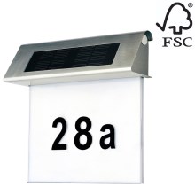 LED Ηλιακός αριθμός οικίας LED/2x0,07W/2,4V IP44 - Πιστοποίηση FSC