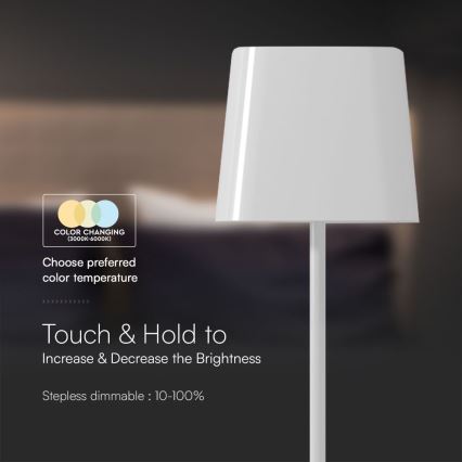 LED Ηλιακό ρυθμιζόμενο μαγνητικό επιτραπέζιο φωτιστικό με αφής, επαναφορτιζόμενο LED/5W/5V 3000-6000K 3600 mAh IP65 λευκό
