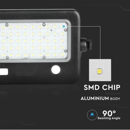 LED Ηλιακός προβολέας Dimmable με αισθητήρα LED/10W/3,7V 4000K IP65 7200 mAh + USB port