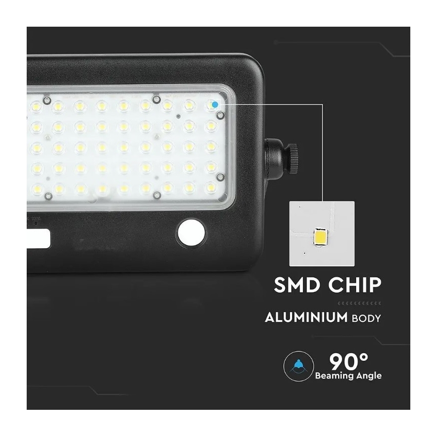 LED Ηλιακός προβολέας Dimmable με αισθητήρα LED/10W/3,7V 4000K IP65 7200 mAh + USB port