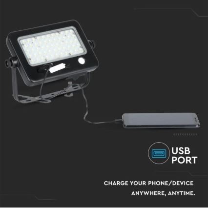 LED Ηλιακός προβολέας Dimmable με αισθητήρα LED/10W/3,7V 4000K IP65 7200 mAh + USB port