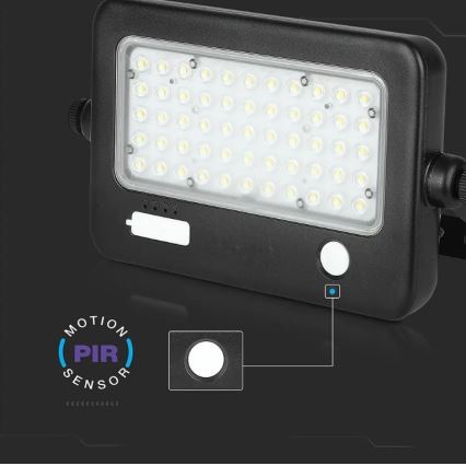 LED Ηλιακός προβολέας Dimmable με αισθητήρα LED/10W/3,7V 4000K IP65 7200 mAh + USB port