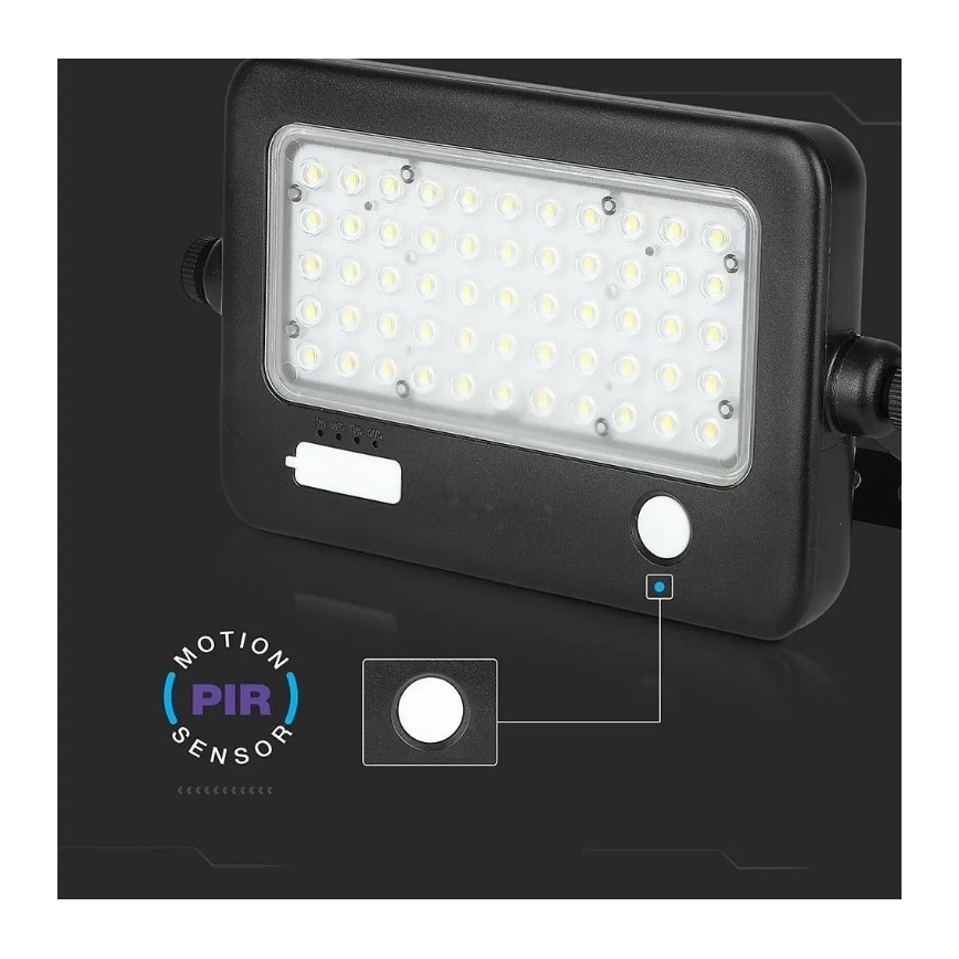 LED Ηλιακός προβολέας Dimmable με αισθητήρα LED/10W/3,7V 4000K IP65 7200 mAh + USB port