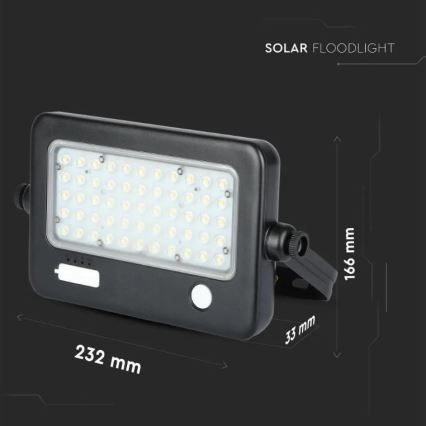 LED Ηλιακός προβολέας Dimmable με αισθητήρα LED/10W/3,7V 4000K IP65 7200 mAh + USB port