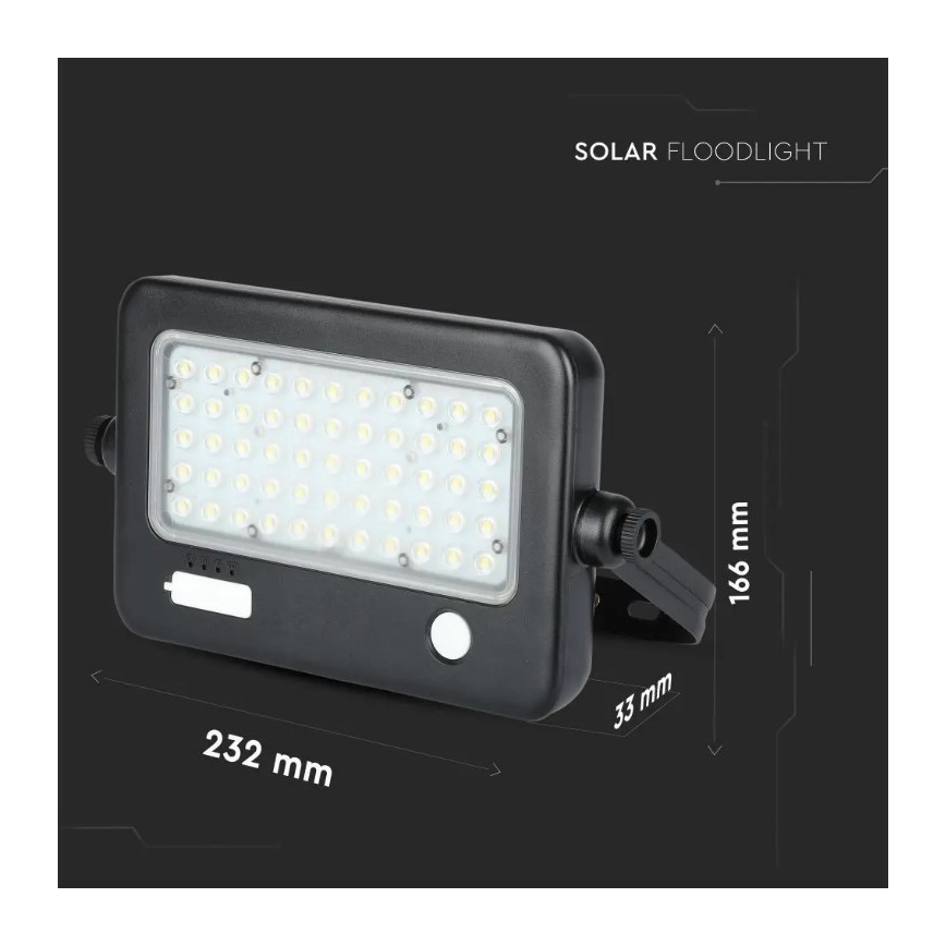 LED Ηλιακός προβολέας Dimmable με αισθητήρα LED/10W/3,7V 4000K IP65 7200 mAh + USB port