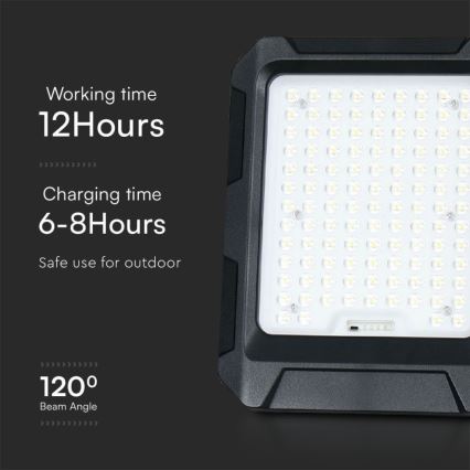 LED Ηλιακός προβολέας LED/15W/3,7V IP65 4000K μαύρο + τηλεχειριστήριο