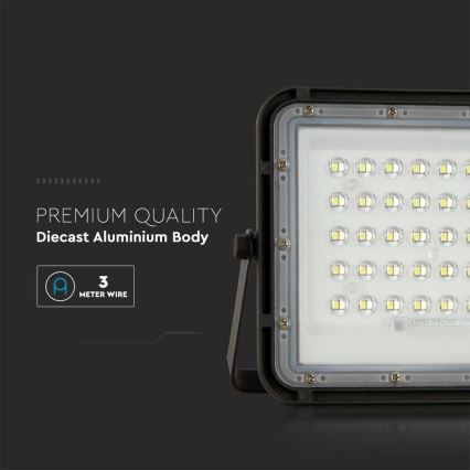 LED ηλιακός προβολέας εξωτερικού χώρου  LED/10W/3,2V IP65 4000K μαύρο + τηλεχειριστήριο