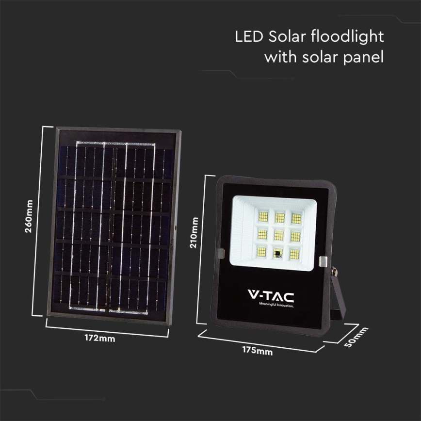 LED Ηλιακός προβολέας εξωτερικού χώρου LED/6W/3,2V 4000K IP65 5000 mAh + τηλεχειριστήριο