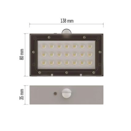 LED Ηλιακός προβολέας με αισθητήρα κίνησης LED/3,7V 1200mAh 4000K IP65 λευκό
