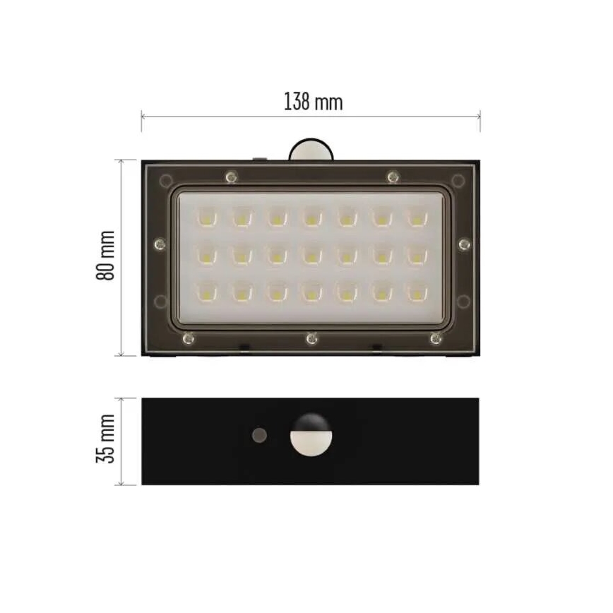 LED Ηλιακός προβολέας με αισθητήρα κίνησης LED/3,7V 1200mAh 4000K IP65 μαύρο