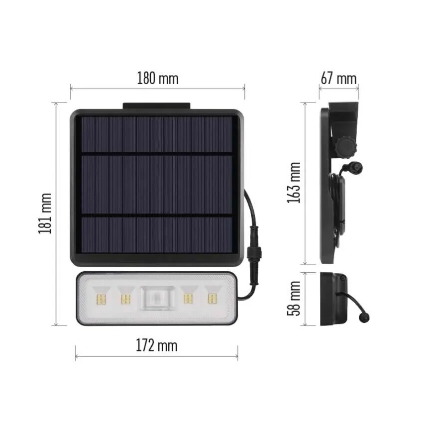 LED Ηλιακός προβολέας με αισθητήρα κίνησης LED/3,7V 2500mAh 4000K IP54