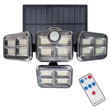 LED ηλιακός προβολέας με αισθητήρα κίνησης και λυκόφως LED/30W/3,7V 2400 mAh IP47 + τηλεχειριστήριο