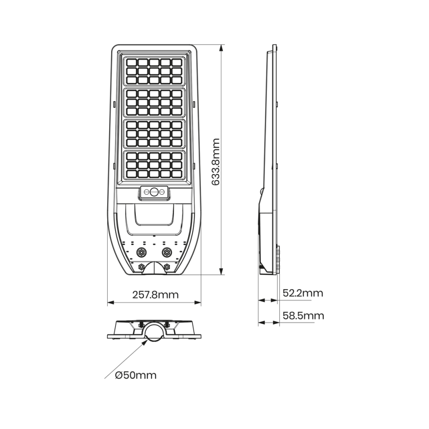 LED Ηλιακός Φωτισμός Δρόμου VIA 150W/15000 mAh 3,2V 6000K IP65 + τηλεχειριστήριο