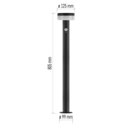 Ηλιακός λαμπτήρας LED με αισθητήρα LED/2W/3,7V 1200 mAh IP44 80 εκ.