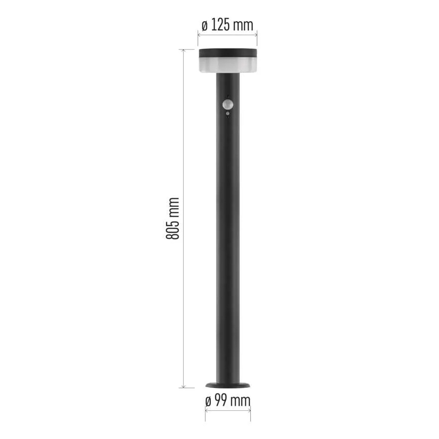 Ηλιακός λαμπτήρας LED με αισθητήρα LED/2W/3,7V 1200 mAh IP44 80 εκ.