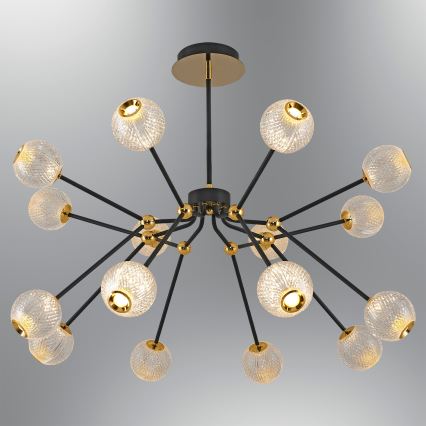 LED Κρεμαστή Αχτίδα GELA 16xLED/5W/230V 3000K μαύρο/χρυσό