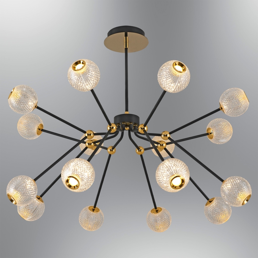 LED Κρεμαστή Αχτίδα GELA 16xLED/5W/230V 3000K μαύρο/χρυσό