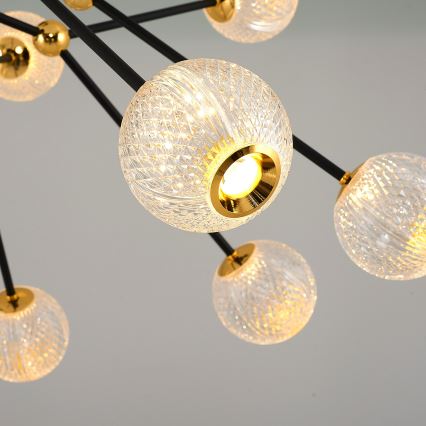 LED Κρεμαστή Αχτίδα GELA 16xLED/5W/230V 3000K μαύρο/χρυσό