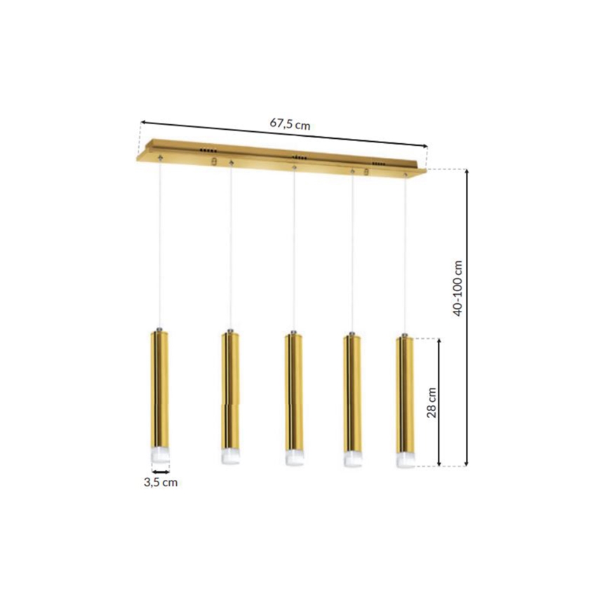 LED Κρεμαστό πολύφωτο GOLDIE 5xLED/25W/230V χρυσό